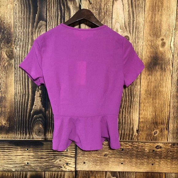 NWT Hiatus Asymmetric Button Surplice V-Neck Wrap Top Magenta Sz S - Picture 4 of 9